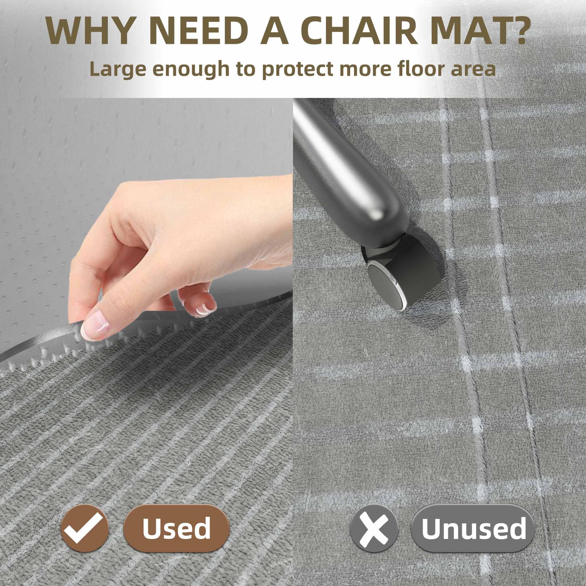 LeapYouth 90x120 cm Office Chair Mat for Carpets, Heavy Duty Computer Chair Mat for Low and Standard Pile Carpeted Floors