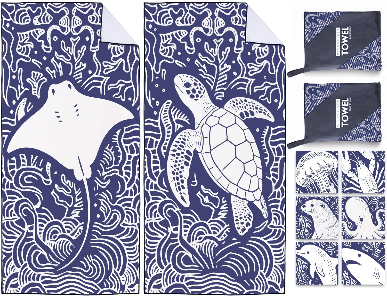 Violetpos 2 Pack Extra Large 180x90 cm Beach Towels, 250GSM Premium Microfibre, Sand Free Quick Dry Lightweight