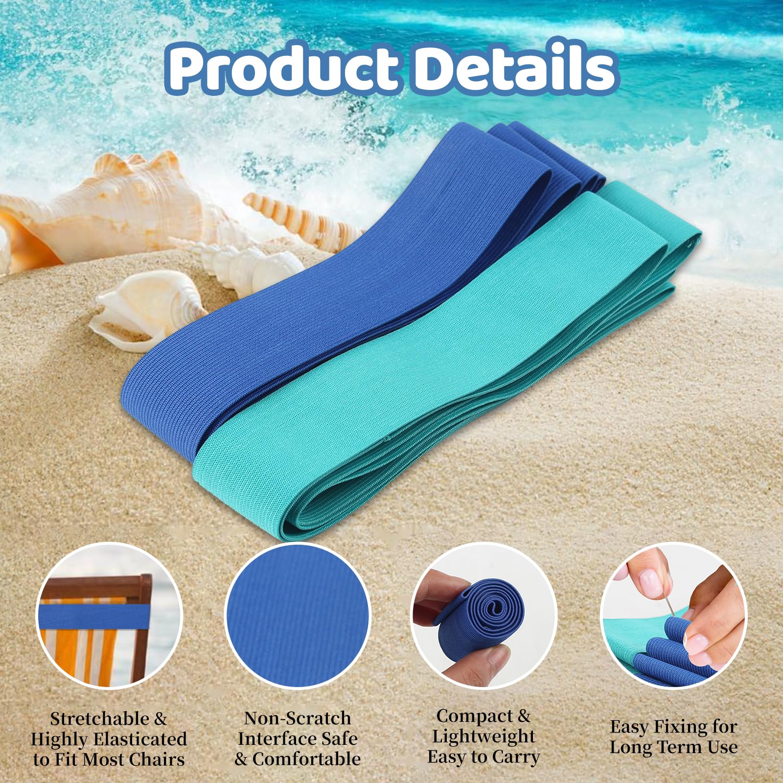 JRJRN 5 Pack Towel Bands for Sun Loungers, Elastic Clips for Pool Chairs