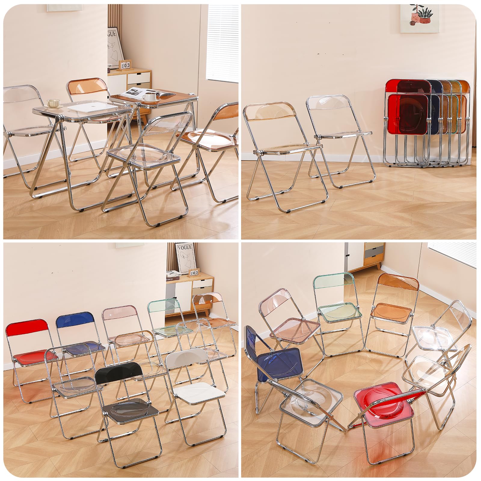 TAO ONE Acrylic Folding Chair Morden Chrome Chair-Black