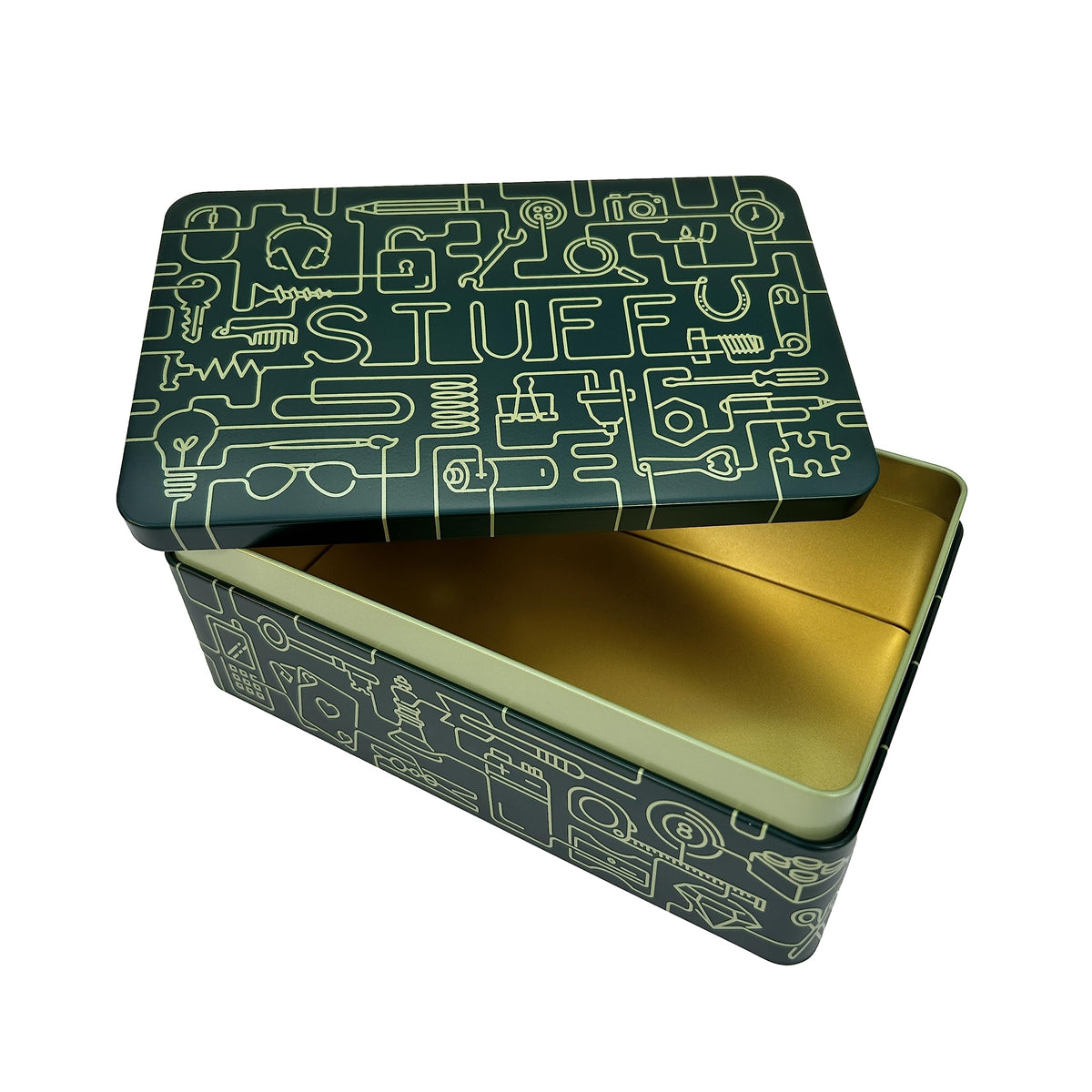 TINIT Stuff Tin - Man Tin Miscellaneous Storage Box (Deep Teal/Sage)