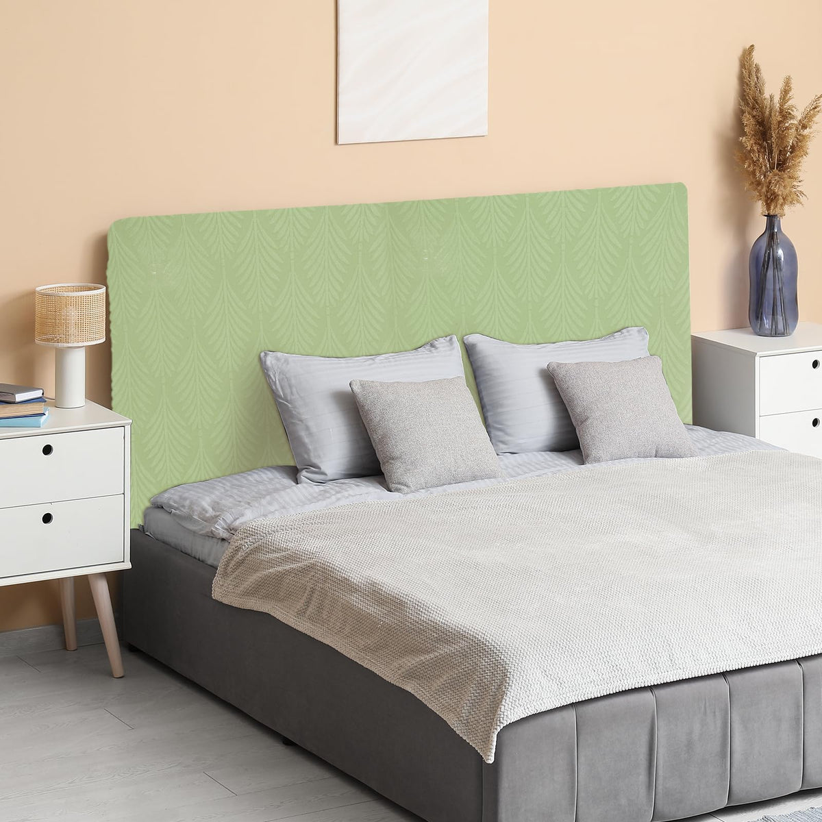 sourcing map Bed Headboard Slipcover, 180cm Jacquard Fabric Stretch Protector Covers, Dustproof Cover for 1.8m Headboard Bedroom Decor, Green