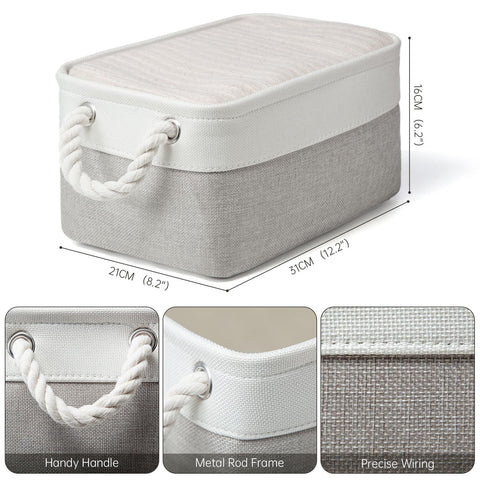 Small Storage Baskets With Handles, Fabric Canvas Material Storage Box for Home Office Products Organize, Small Storage Box Fit Cat Dog Toy