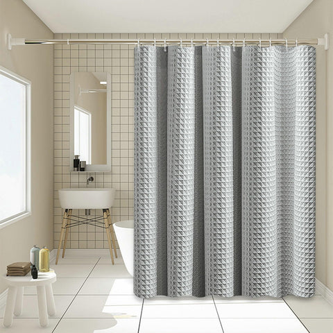 Stfery Shower Curtain Waffle Grey 200 x 240 cm Shower Curtain Waterproof Mould Resistant
