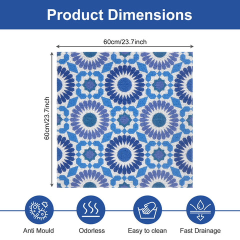 Square Shower Mat 60x60 cm, Loofah Shower Mats for Inside Shower, Non Slip Anti Mould Bath Mat
