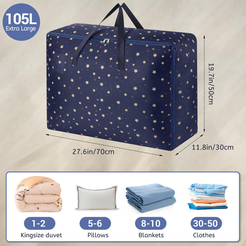 Averrex 105L Large Storage Bag, 3 Pcs Moving Bag with Sturdy Zip and Handle