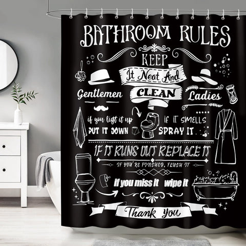 Dazzlewall Black Shower Curtain for Bathroom Mould & Mildew Resistant