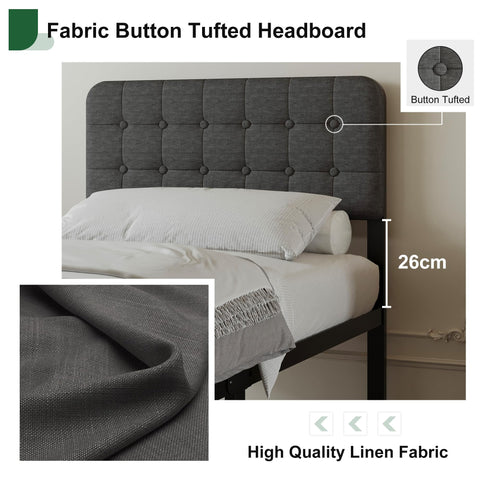 EMODA 3ft Single Bed Frame with Upholstered Headboard and Footboard