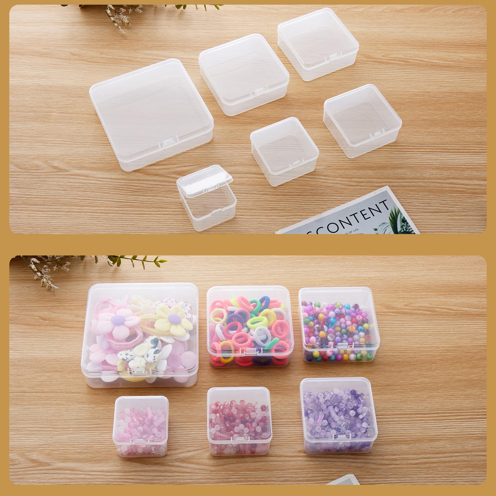 Goodma 12 Pieces Square Empty Mini Clear Plastic Storage Box, 85x85x35mm