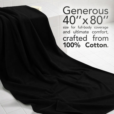 American Soft Linen Oversized Bath Sheet 40x80 Extra Large for Bathroom, 100% Cotton Turkish Jumbo Bathsheet Towels for Adults, Black Bath Sheet