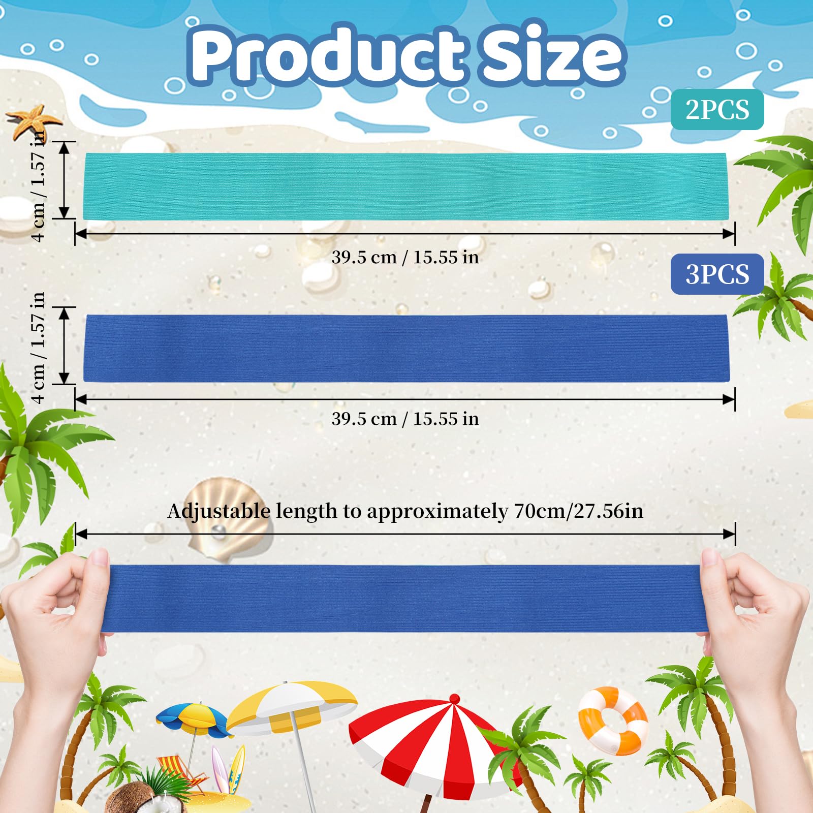 JRJRN 5 Pack Towel Bands for Sun Loungers, Elastic Clips for Pool Chairs