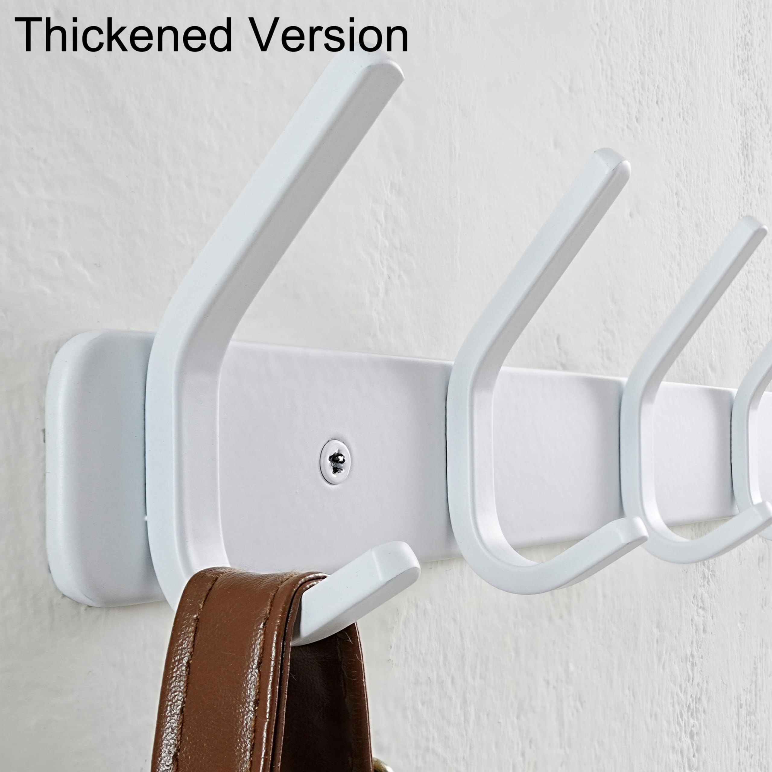 HONSKY Wall Mounted Coat Rack Heavy Duty, 7-Double Hook Metal Towel Rack, Coat Hanger for Entryway, Bathroom, Bedroom, White