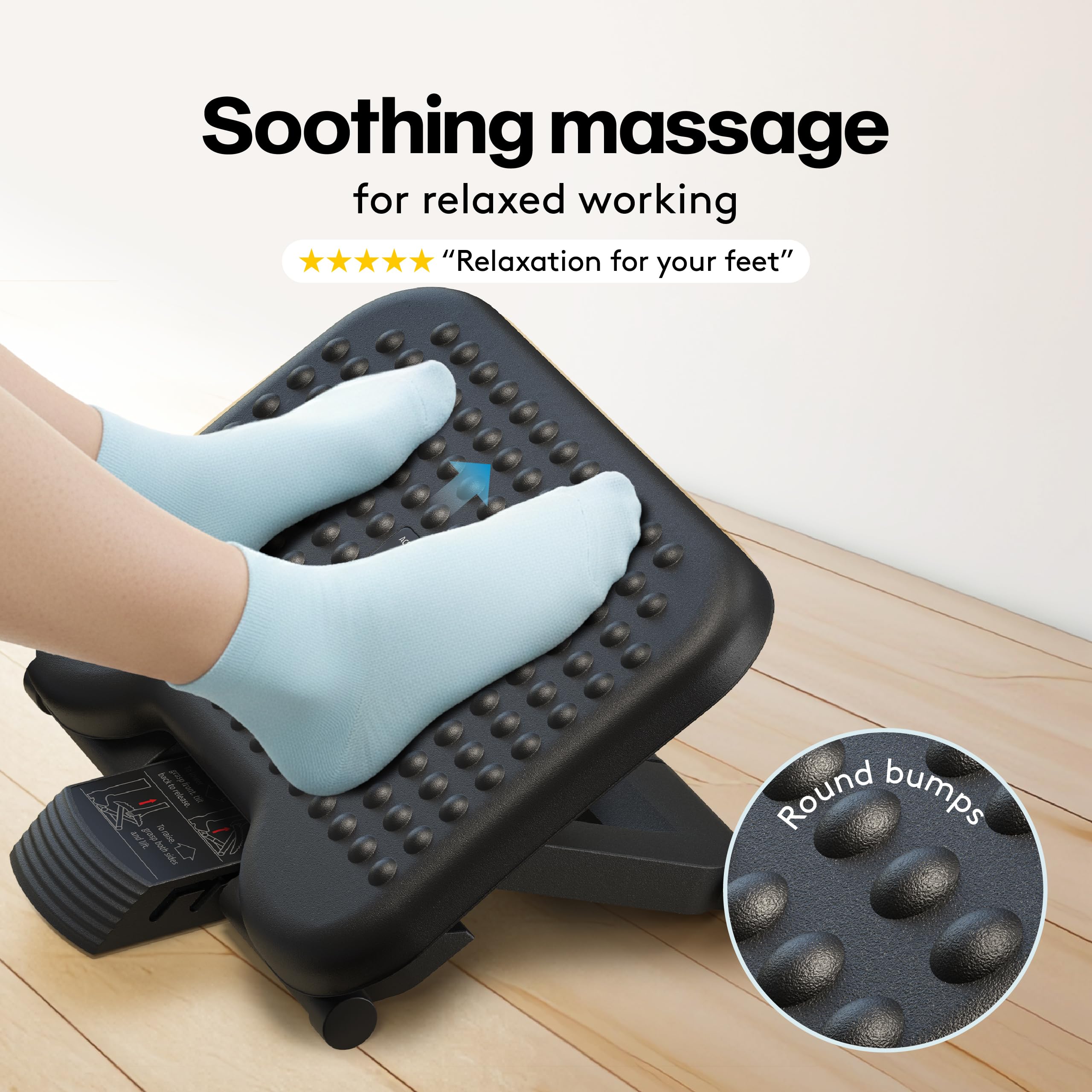 ACROPAQ Foot Rest Under Desk - 3 Adjustable Heights, Massage Surface Texture - Desk Foot Rest, Footrest