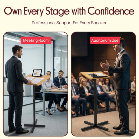 PYLE Portable Floor Lectern Podium Stand-Height Adjustable Steady Standing Design Teacher Speaker Lecture Classroom Presentation Stand
