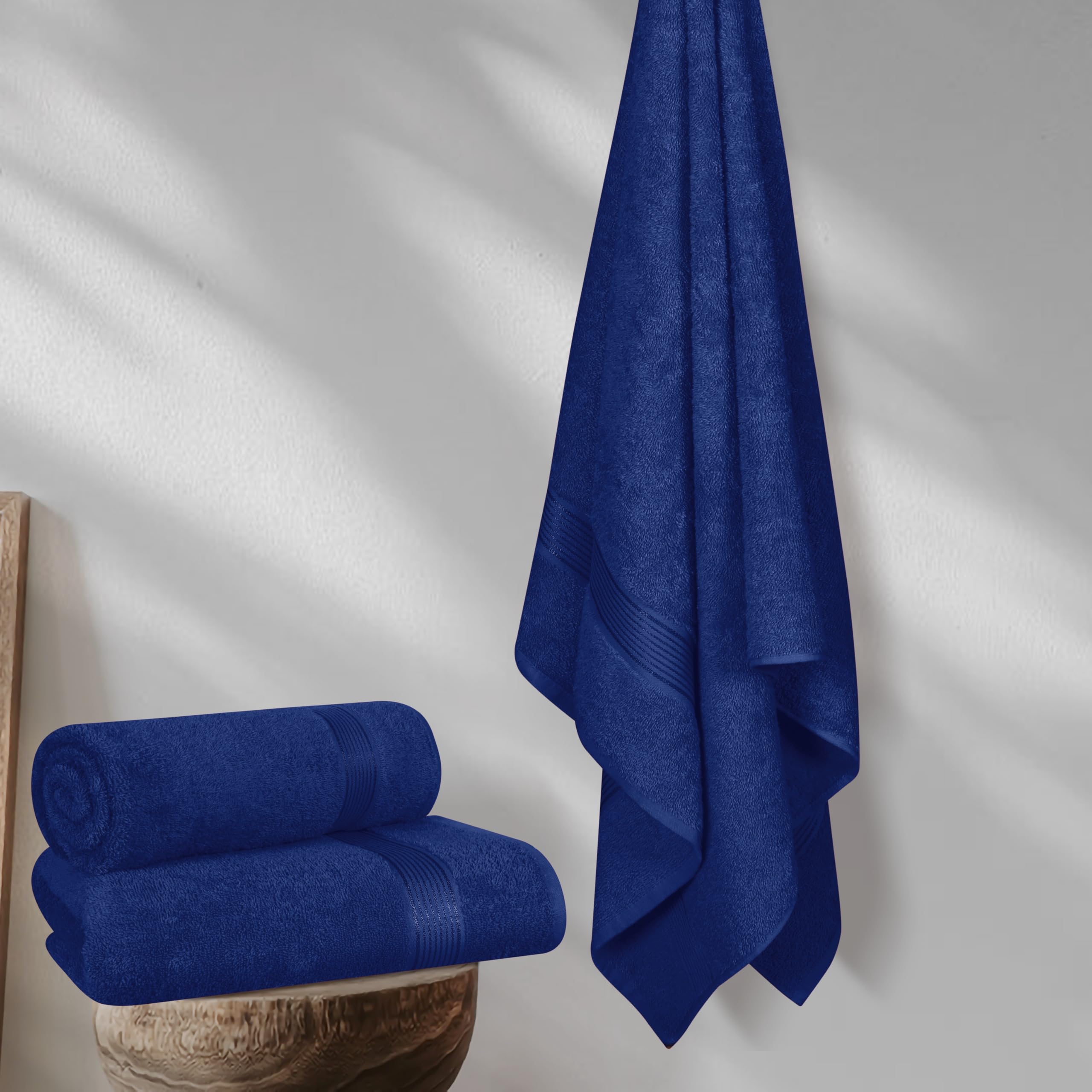 BELIZZI HOME Cotton 2 Pack Oversized Bath Towel Set 28x55 inches, Large Bath Towels, Ultra Absorbant Compact Quickdry & Lightweight Towel