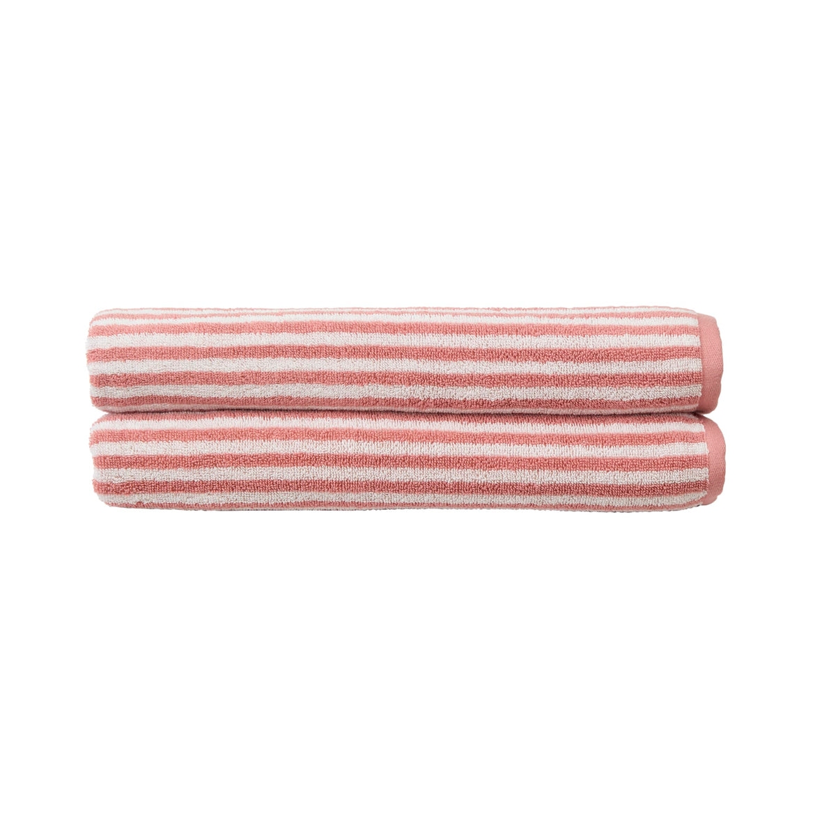Christy Portobello Stripe Bath Sheets | Set of 2 | 100% Combed Cotton | 550GSM | 90cm x 160cm | Quick Dry | Rose Pink