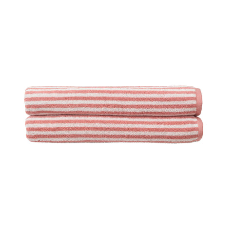 Christy Portobello Stripe Bath Sheets | Set of 2 | 100% Combed Cotton | 550GSM | 90cm x 160cm | Quick Dry | Rose Pink