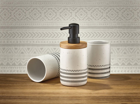 Kleine Wolke Alva toothbrush holder, accessories, colour: black and white, material: stoneware