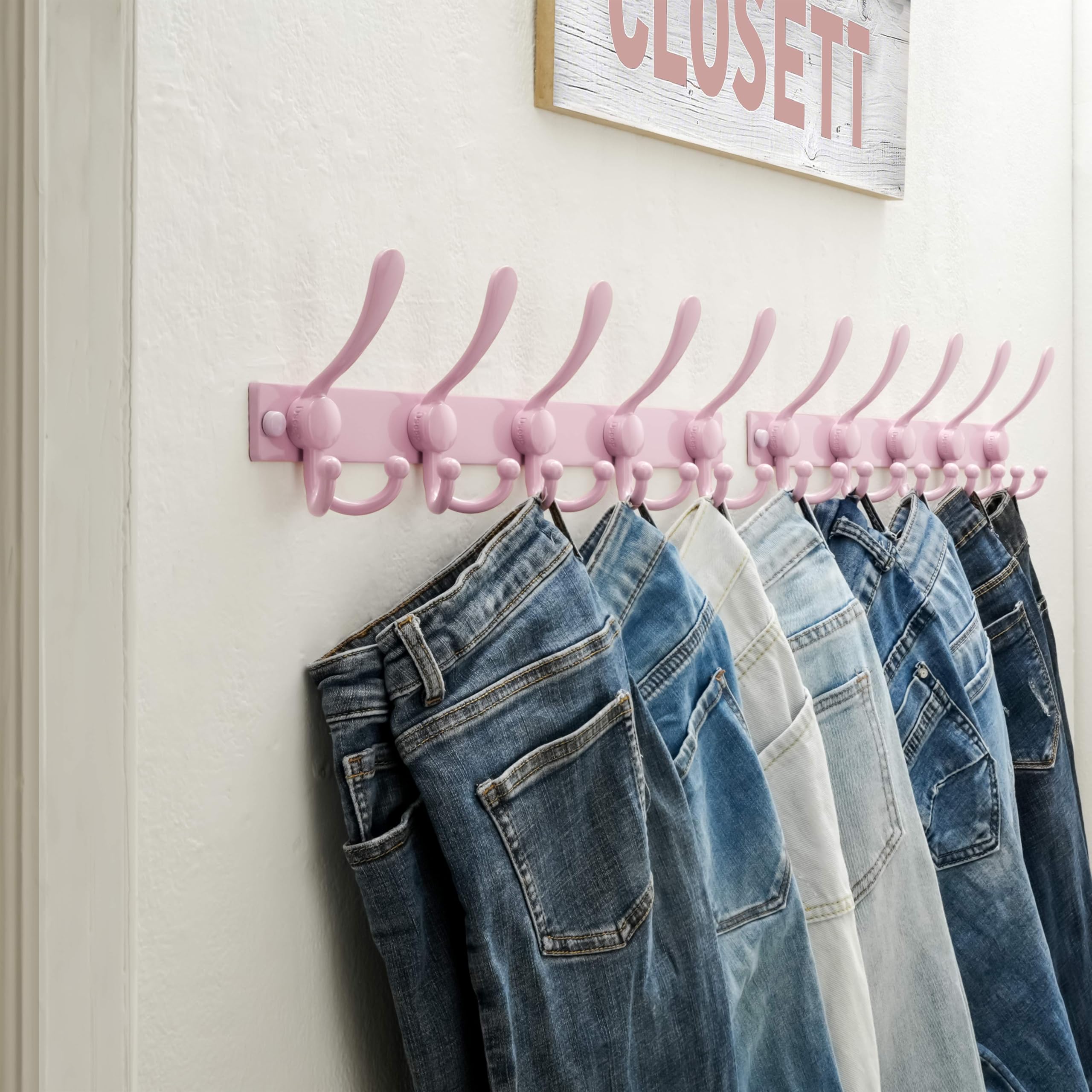 Dseap Coat Rack Wall Mount, Heavy Duty 2.5mm Base vs Flimsy 1mm, Double-Thick Solid Anti-Snap Hooks