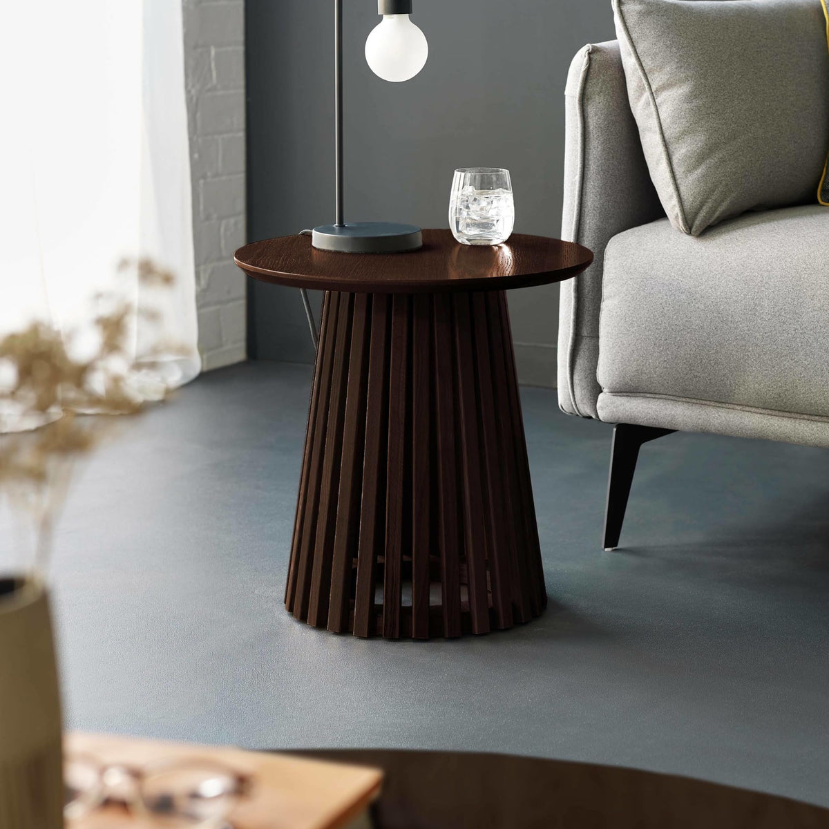 Julian Bowen Ollie Slatted End Table - Cocoa Oak, Brown - H45 x W45cm