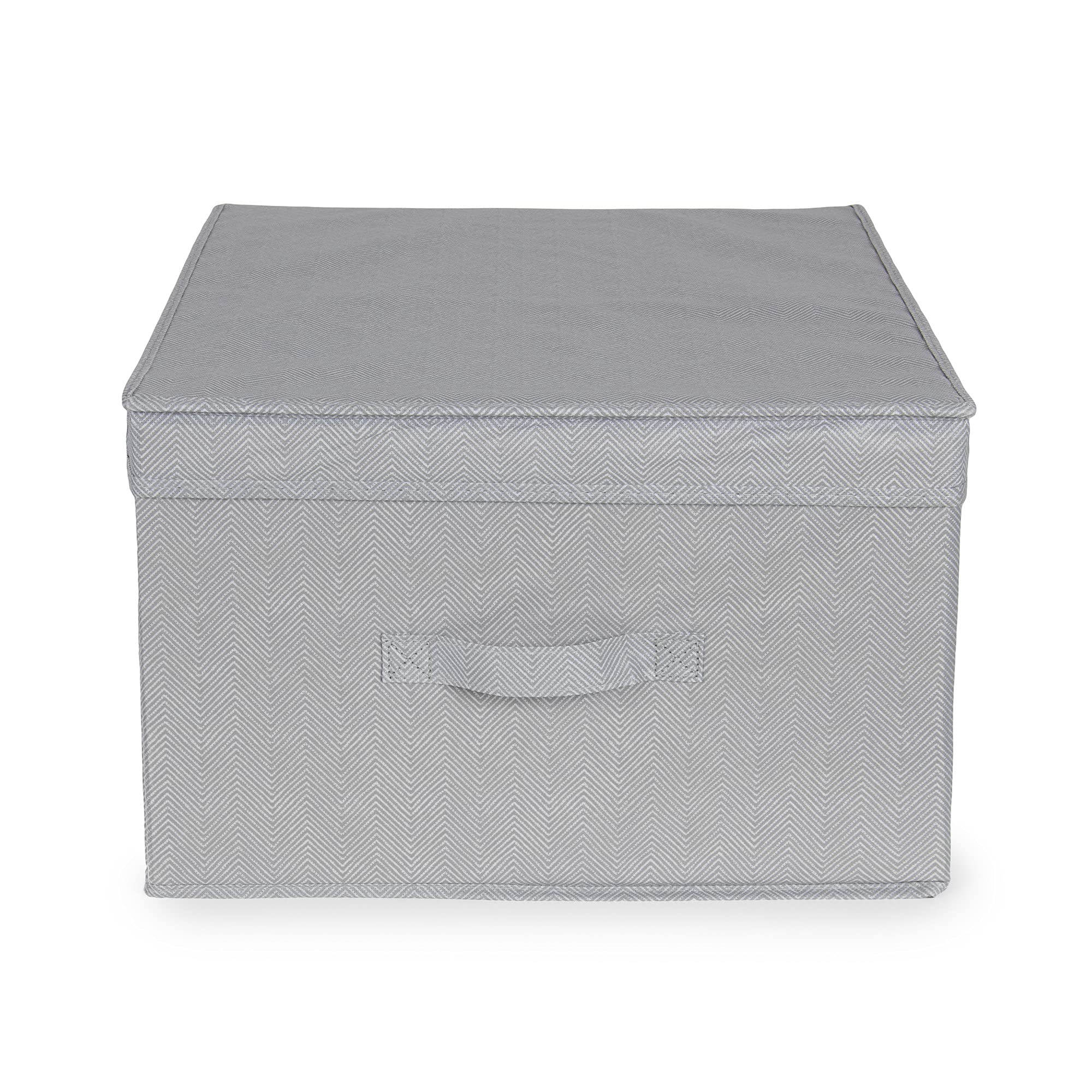 Compactor Foldable Storage Box with Lid, Non-Woven Polypropylene and Cardboard, 40 x 50 x 25cm, Boston Range, Grey, RAN10907