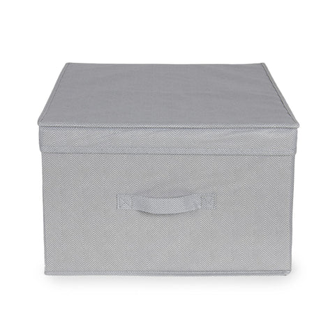 Compactor Foldable Storage Box with Lid, Non-Woven Polypropylene and Cardboard, 40 x 50 x 25cm, Boston Range, Grey, RAN10907