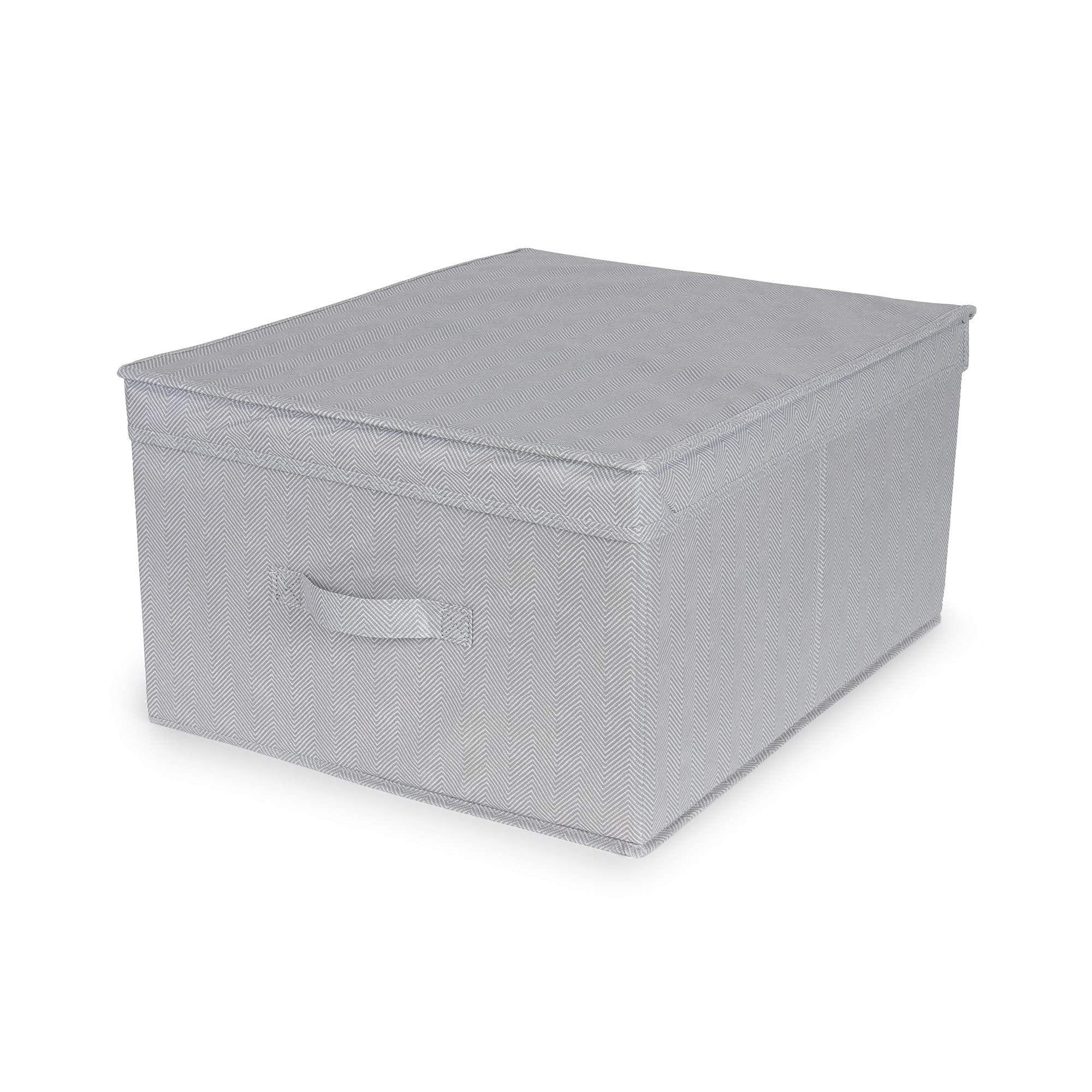 Compactor Foldable Storage Box with Lid, Non-Woven Polypropylene and Cardboard, 40 x 50 x 25cm, Boston Range, Grey, RAN10907