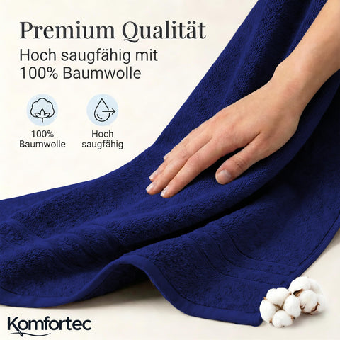 Komfortec Jumbo Bath Towels, 100% Cotton, Quick Dry, 80x200, Royal Blue