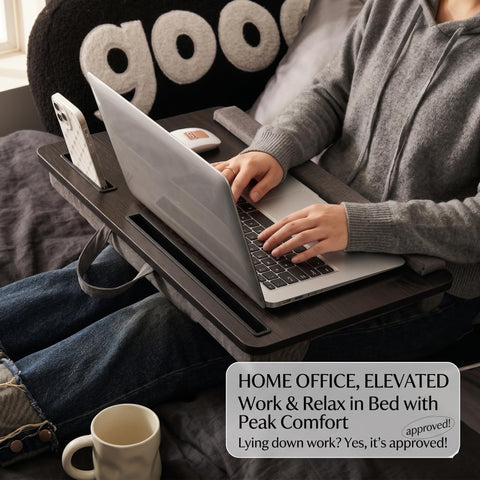 Froxique Laptop Tray with Pillow Cushion - Adjustable Lap Desk for Bed & Sofa -, Portable Computer Stand Ideal for Bed, Sofa, and Desk Use