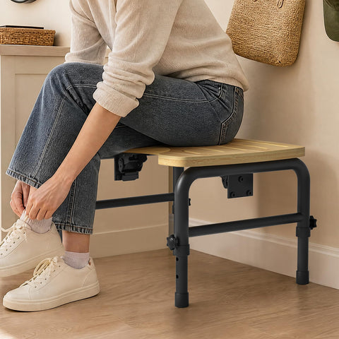 Yvsevnr Folding Squatting potty for Adult Toilet Stool, Adjustable Height 7-9 Inch, Bamboo Non-Slip Bathroom Step Stool, Squat Aid Stool for Kids