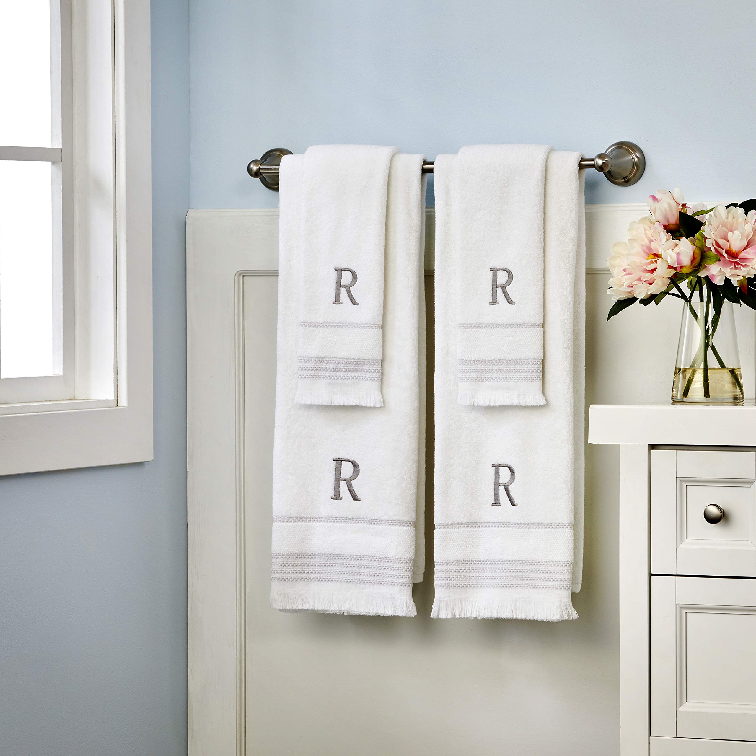 SKL Home Casual Monogram Bath Towel, D, 28x54