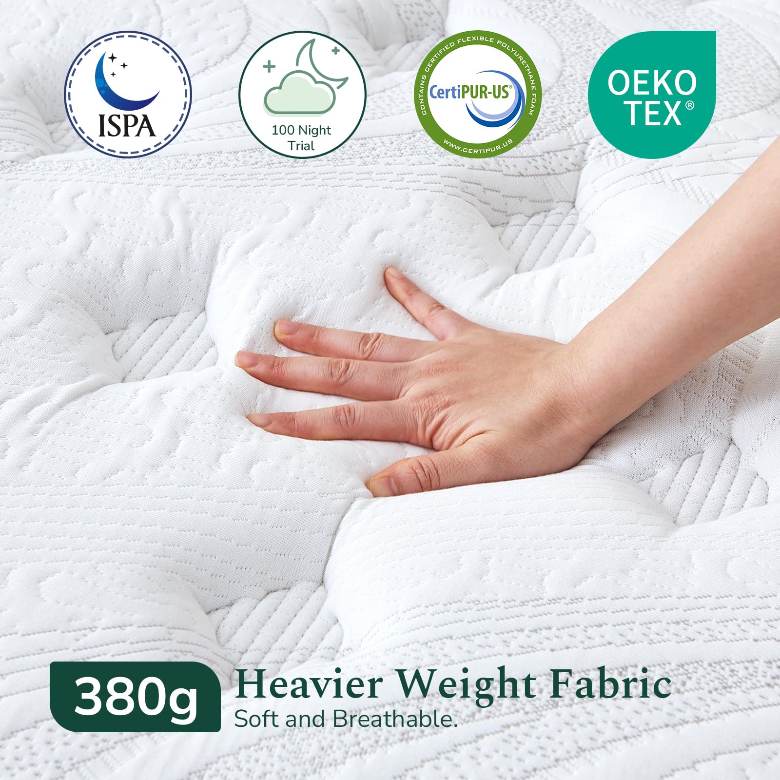 SZsuilong Double Size Mattress, 10.2IN Hybrid Pocket Sprung, Medium Firm