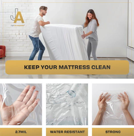 Just Accessories® Heavy Duty Mattress Bag For Storage Moving Removal Mattress Polythene Protector Cover (4ft 6" Double 4'6" Mattress Bag)
