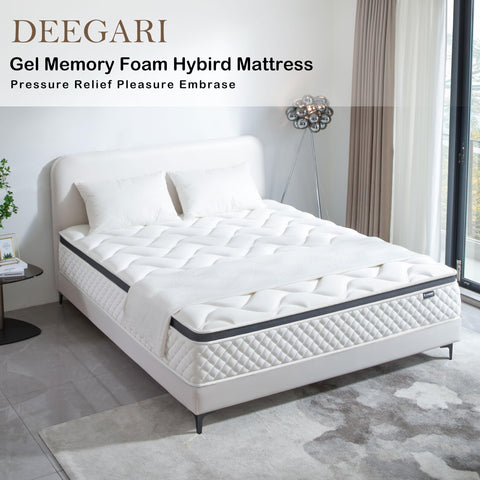 Deegari double Mattress 4FT6,10 INCH Pocket Sprungs Mattress Memory Foam- Medium Firm - Motion Isolation,135x190X25CM