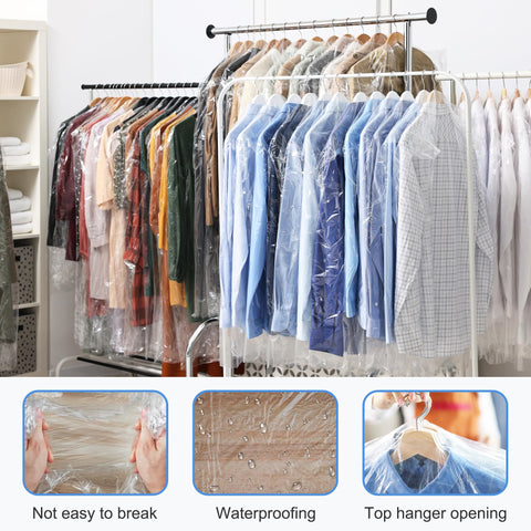 AZKEEGREY 100 Pcs Clear Dry Cleaning Bag 60 x 140 cm, Long