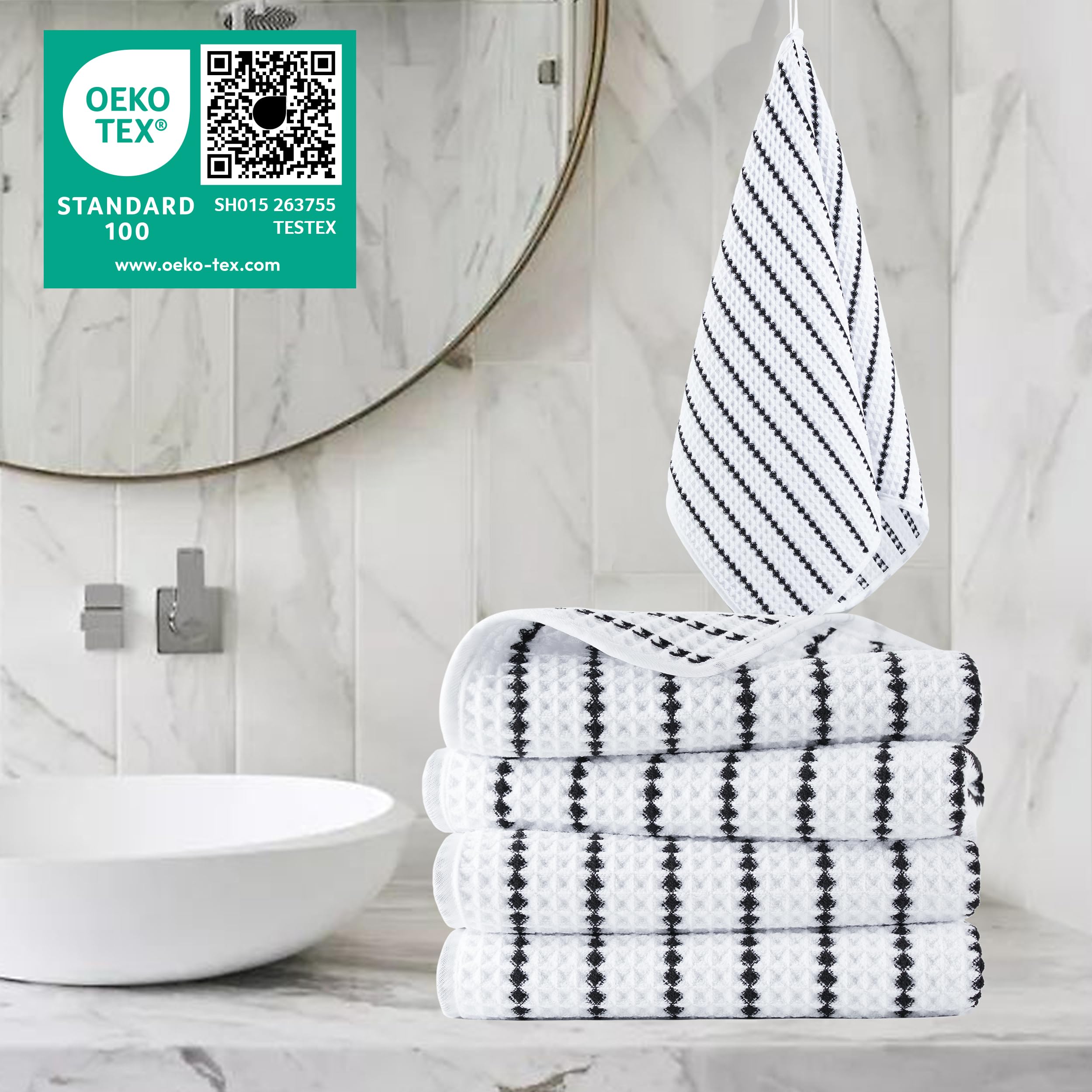 POLYTE 430 GSM Microfibre Quick Dry Waffle Hand Towel, 40.6x76.2 cm