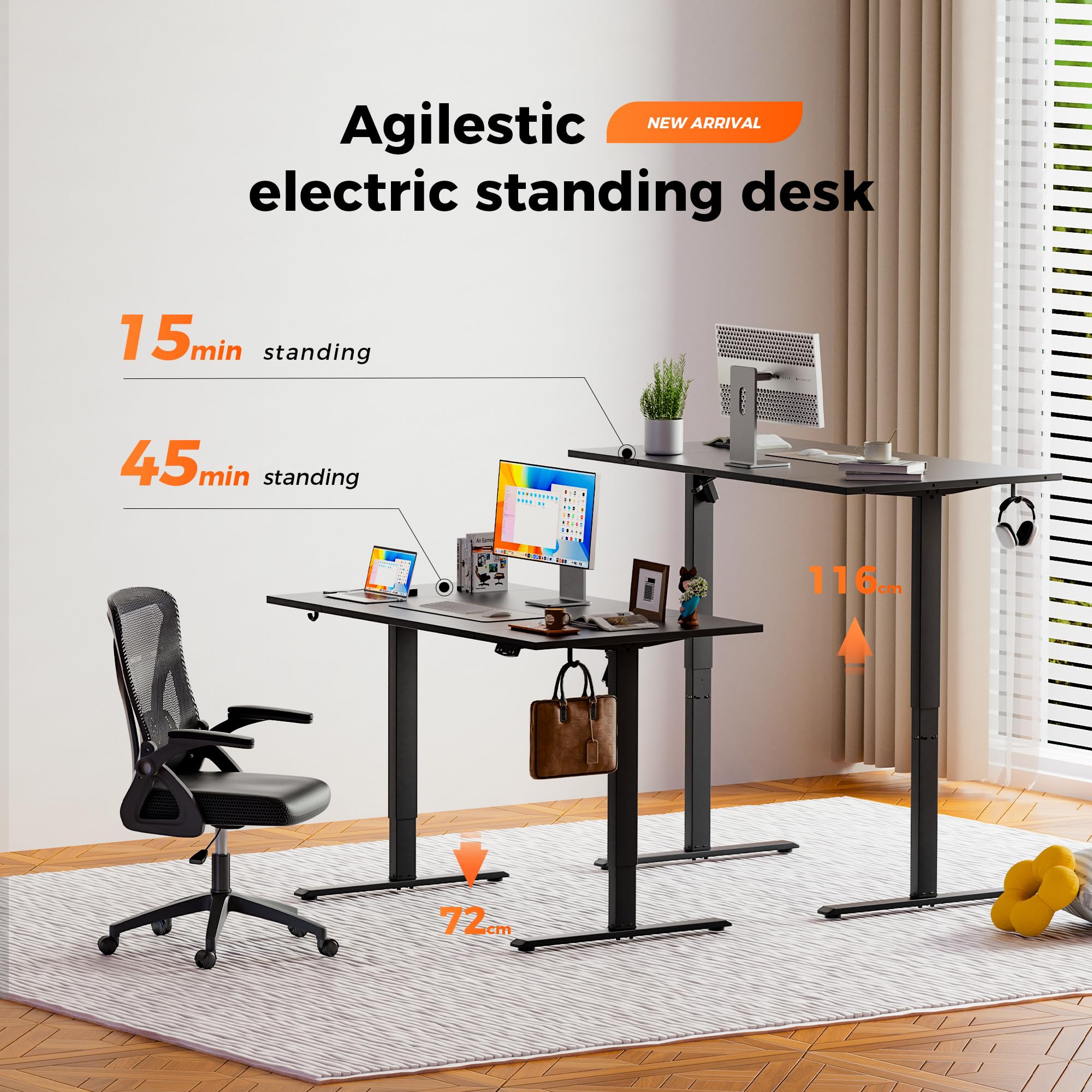 Agilestic Height Adjustable Electric Desk, 2 Memory Height, 120x80cm