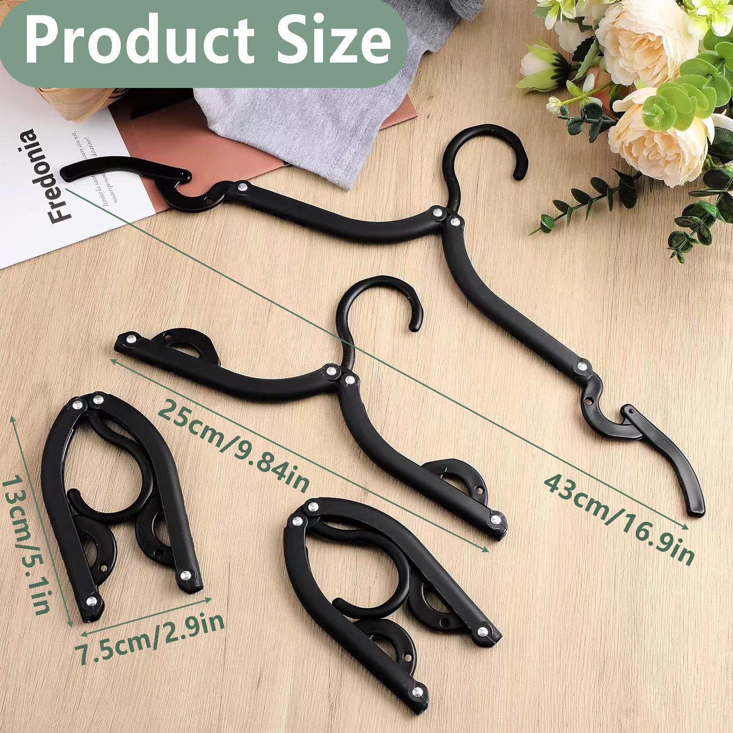 Kiswleon 28PCS Black Travel Hangers Foldable Lightweight,Travel Coat Hangers,Plastic Travel Hanger Foldable,Folding Coat Hanger for