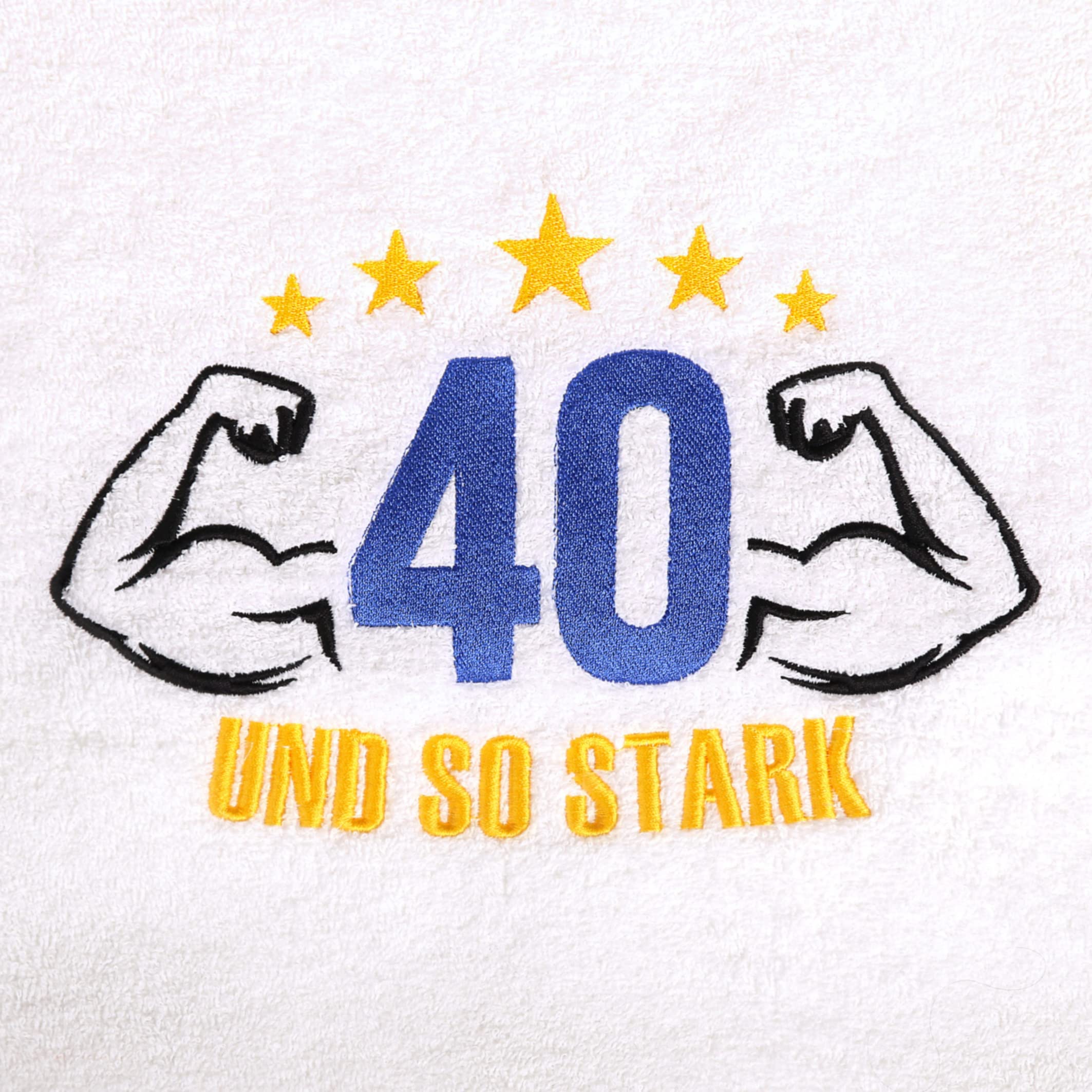Abc Casa 40th birthday gift towel with embroidered muscles for men - a useful gift for 40 years - a wonderful gift idea for 40th