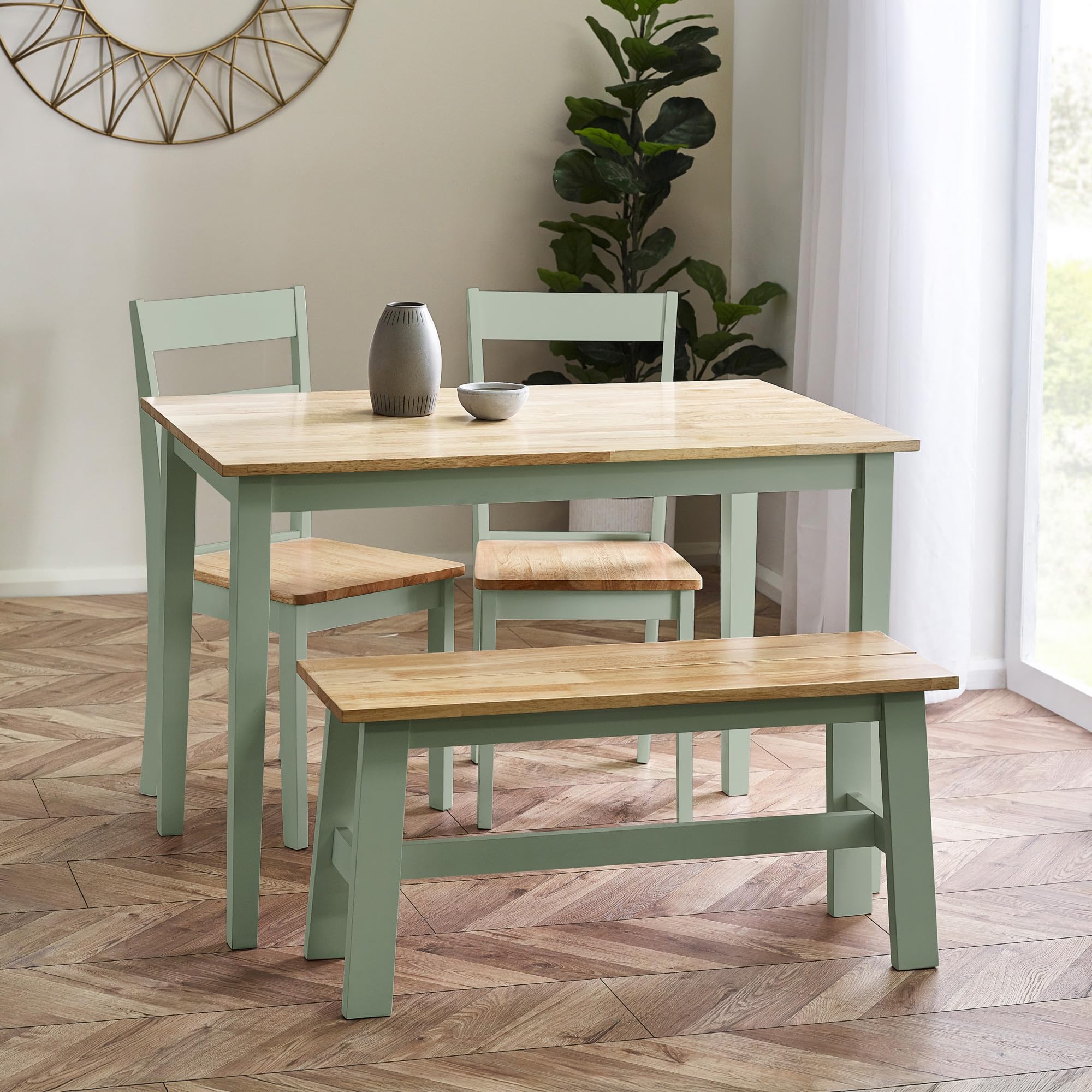 Julian Bowen Linwood Dining Table for 4, Sage Green/Wood - H75xW114xD68cm