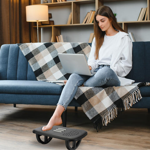 PATIKIL Foot Rest Swingable Stools Leg Rest Footrest with Roller Massager for Under Desk at Work Under Office Desk Chair Computer Gaming, Black/Gray