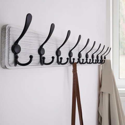 SKOLOO Coat Rack Wall Mounted - 38.3'' Long, Pack of 2, Wooden, Heavy Duty, Rustic Coat Hooks for Wall