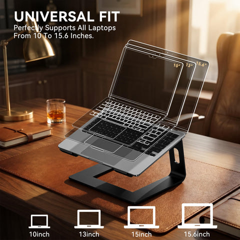 SOUNDANCE Laptop Stand, Aluminum Ergonomic Desk Riser, 10-15.6", LS1 Black