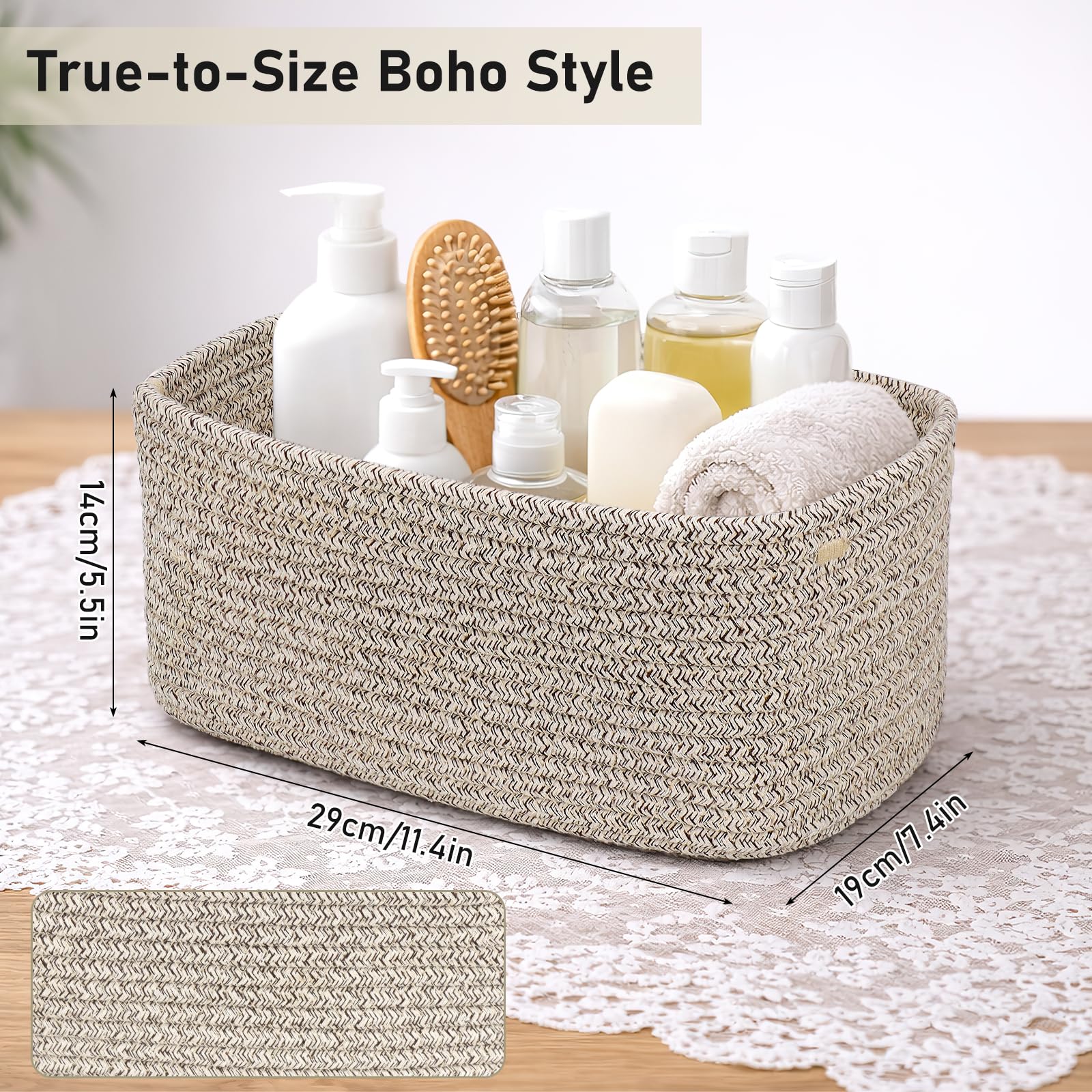 ASMIZ 8 Pack Woven Storage Baskets for Organising, Small Rope Storage Bins