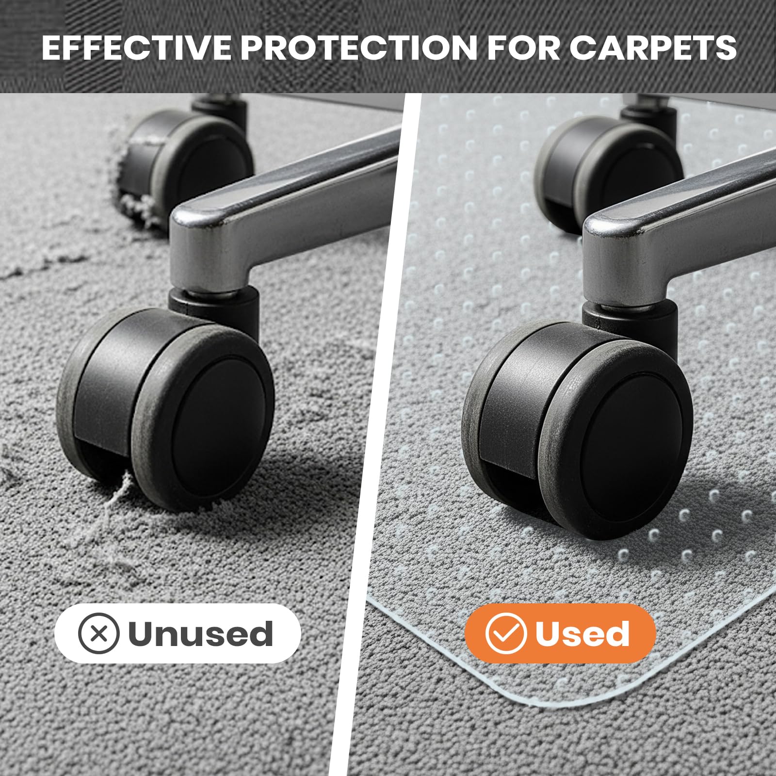 COSYLAND Office Chair Mat for Carpet Floor - 90x120cm PVC Floor Mat with Non-Slip Plastic Studs