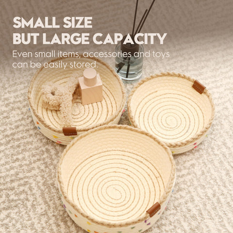 Sea Team 3 Pack Jute Cotton Rope Trinket Desktop Storage Baskets