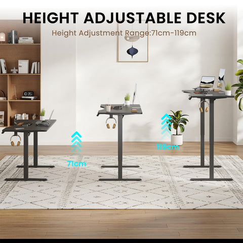 Farini U-Shaped Ergonomic Electric Standing Desk, 100x60cm, Height Adjustable Sit to Stand Desk with Memory Keypad & Headphone Hook for Home and