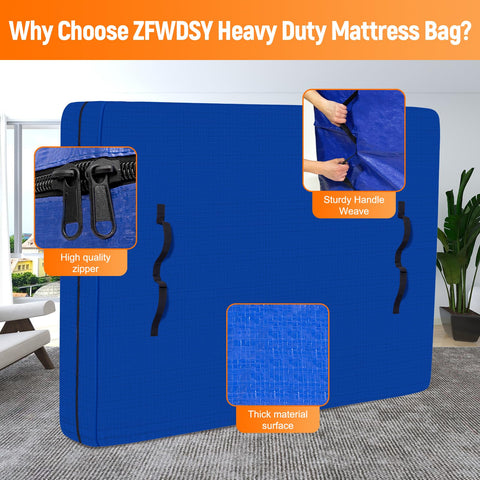 Mattress Moving Bags for Storage Mattress Cover Protector Moving Boxes Alternatives With Heavy Duty 8 Handles