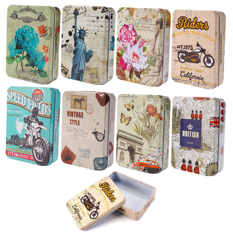 Vylro 8 Pack Metal Tin Box with Lids, 9.2x6.5x2.3 cm Storage Tins for Candy