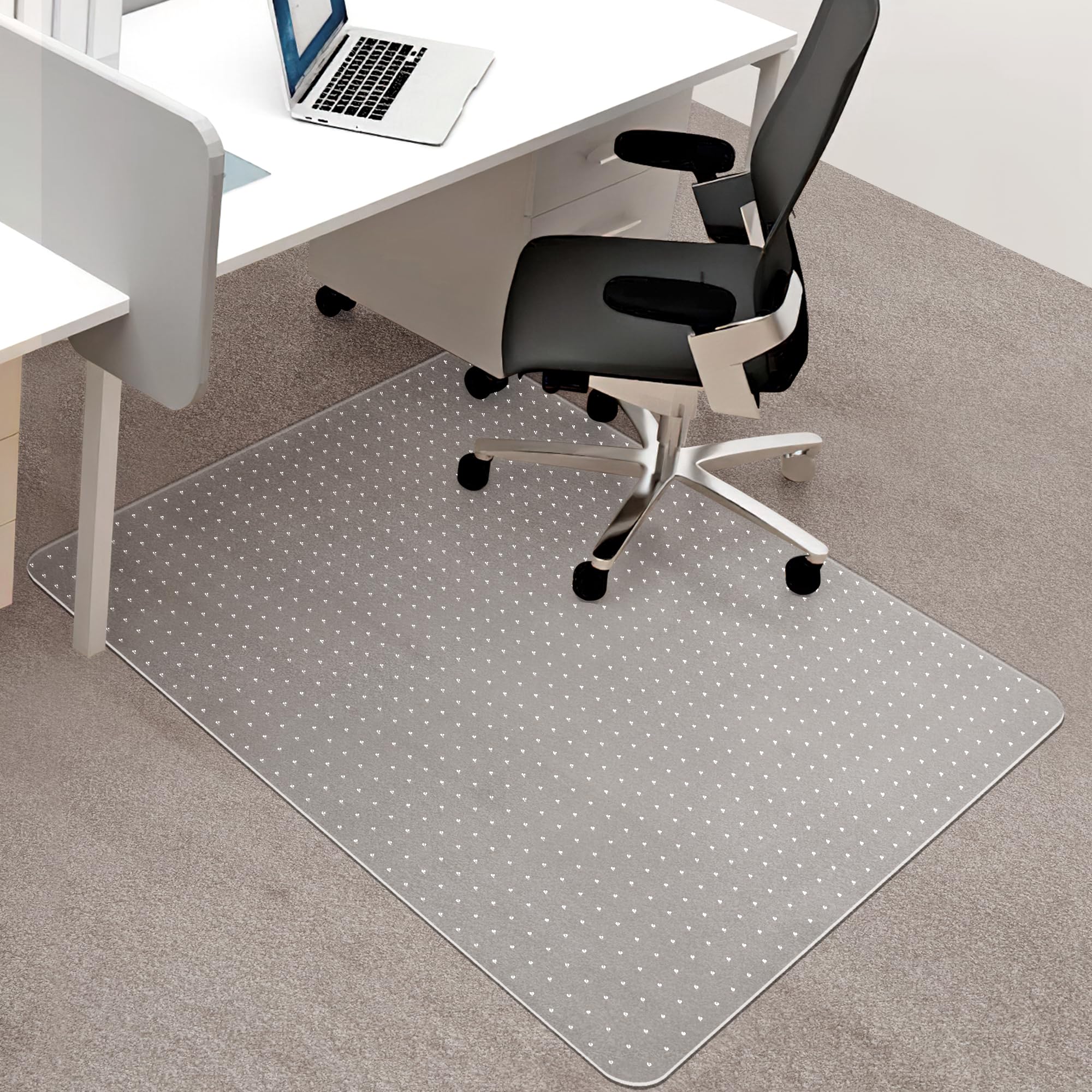BesWin Office Chair Mat for Carpets, 75x120cm PVC Desk Chair Mat for Low Pile Carpeted Floors